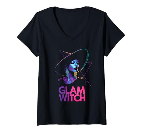Damen Glamouröse Hexe und Witchcore-Mystikerin T-Shirt mit V-Ausschnitt Damen Glamouröse Hexe und Witchcore-Mystikerin T-Shirt mit V-Ausschnitt von Glam Witches Mystic Kollektion