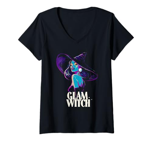 Damen Glamouröse Hexe und Witchcore-Mystikerin T-Shirt mit V-Ausschnitt Damen Glamouröse Hexe und Witchcore-Mystikerin T-Shirt mit V-Ausschnitt von Glam Witches Mystic Kollektion