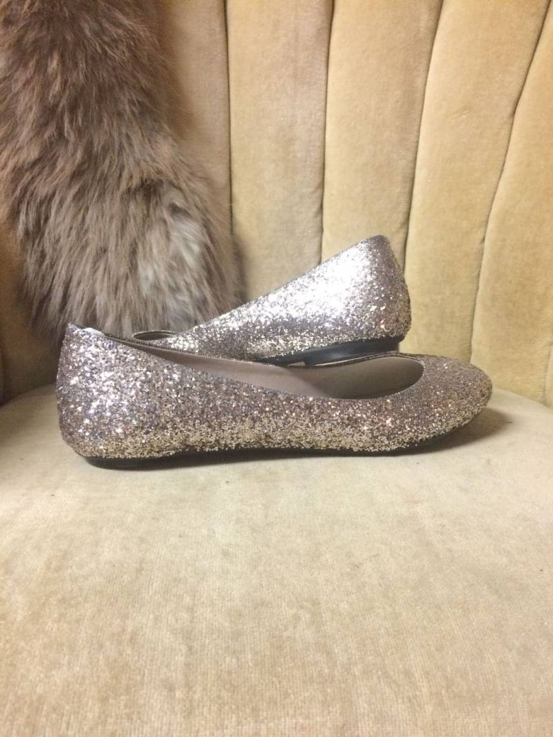 Benutzerdefinierte Rose Gold Glitter Ballerinas Damen Slip-On Schuhe von GlamAndGloryLab