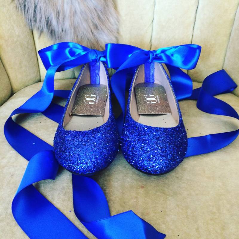 Blaue Glitzernde Ballerinas. Einzelanfertigung Auf Bestellung. Damen Us-Größen 5-12 von GlamAndGloryLab