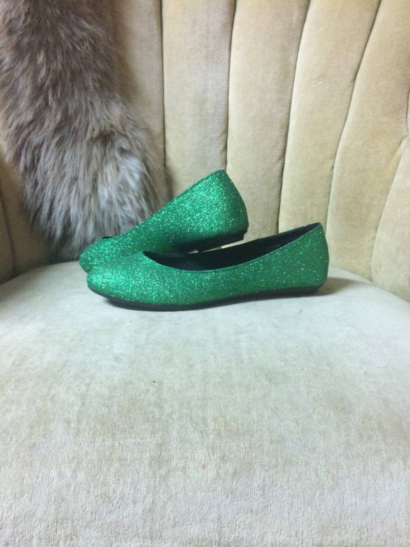 Grüne Glitzer Ballerinas Slip-On Schuhe Nach Maß Grüne Glitzer Ballerinas Slip-On Schuhe Nach Maß von GlamAndGloryLab