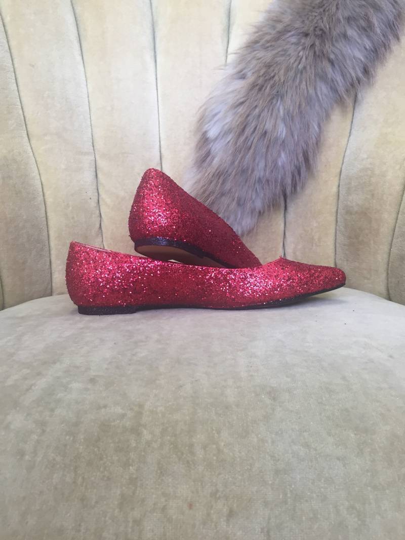 Rote Glitzer Ballerinas Slip-On Schuhe Nach Maß von GlamAndGloryLab
