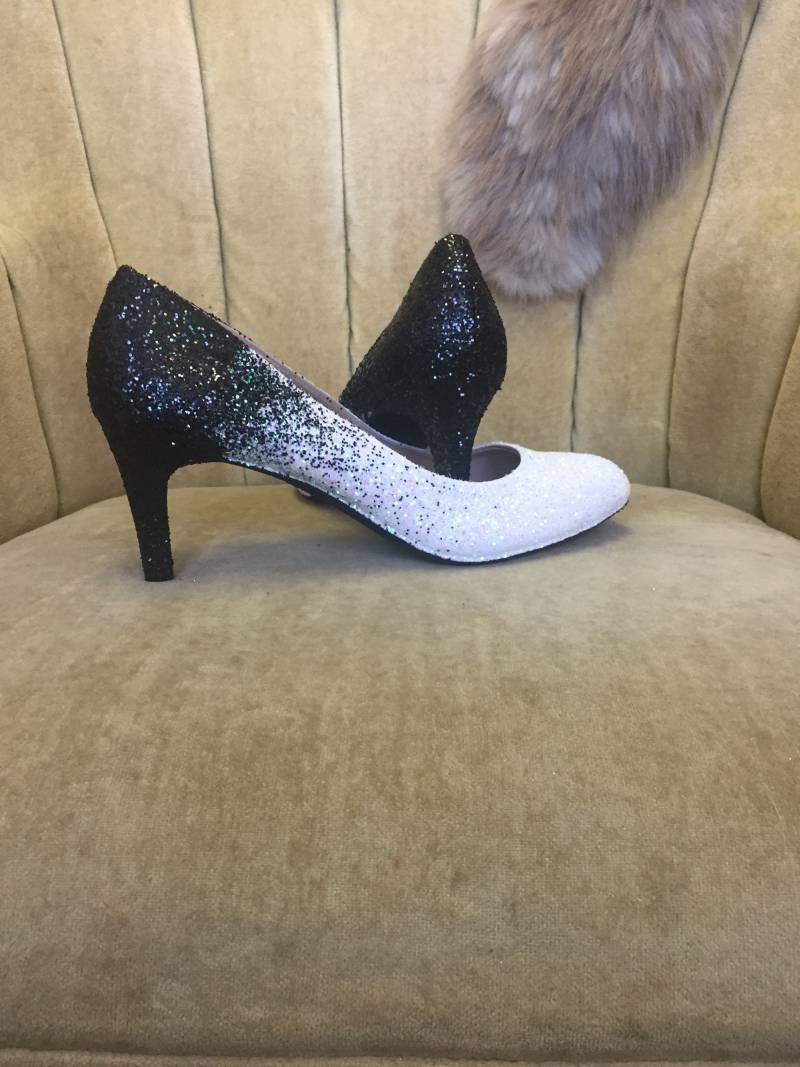 Schwarze Und Weiße Bernsteinfarbene High Heels. Brautschuhe. Größen 5, 5-11 von GlamAndGloryLab