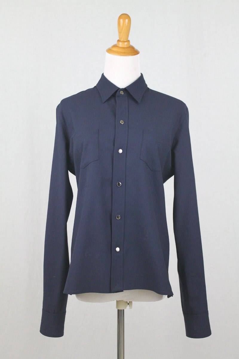 Ralph Lauren Collection Navy Merino Wolle Utilienhemd - Größe 10 von GlamArchive2