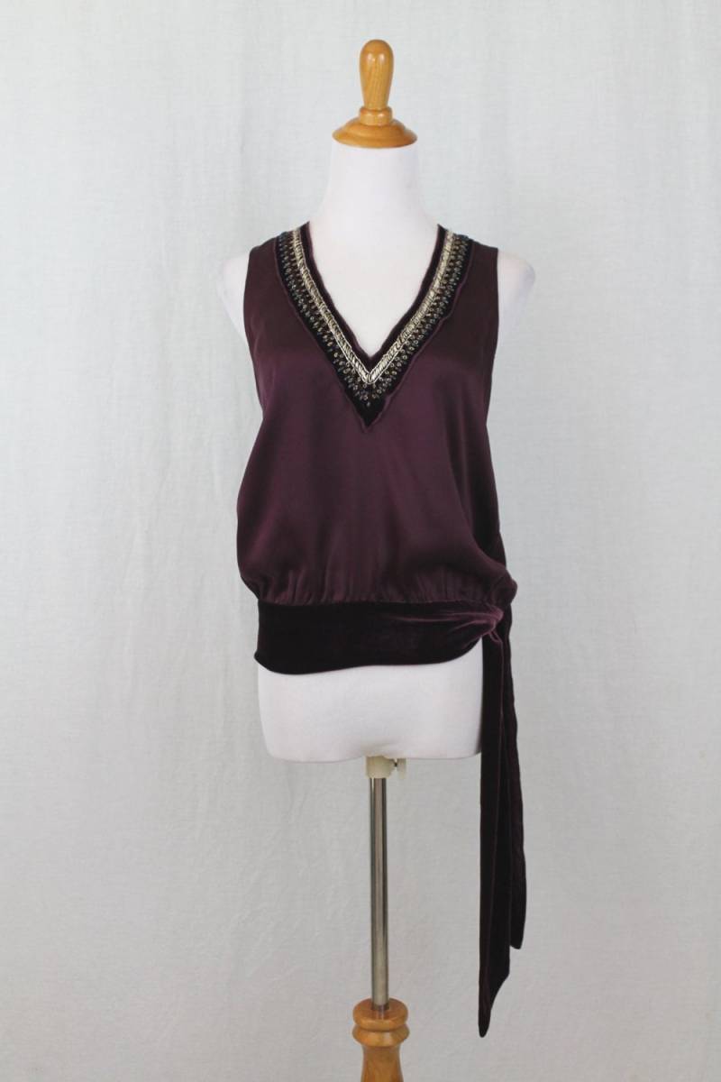 Vintage Hand Perlen Reine Seide Charmeuse & Samt Flapper Top 1990Er Jahre 1920Er Inspiriert von GlamArchive2