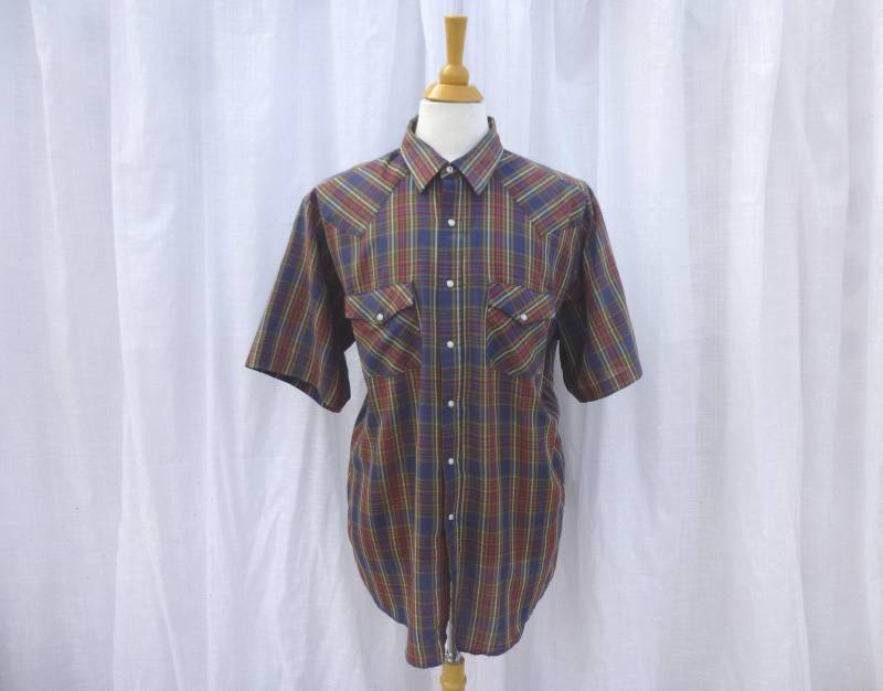 Vintage 90Er Jahre Western Frontier Kariertes Snap Hemd 2xl - Rodeo Cowboy Stil Usa | Beschreibung Lesen von GlamGarbVintage