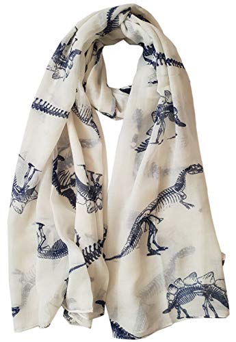 GlamLondon Damen Schal mit Dinosaurier-Aufdruck Gr. 42, Cremefarben/Weiß von GlamLondon
