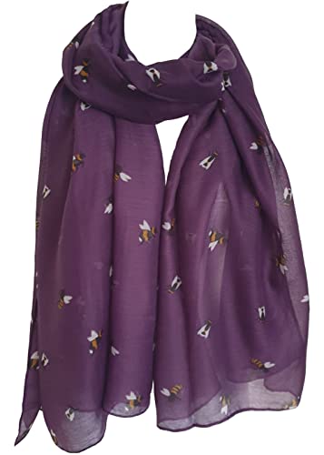 GlamLondon Damen Schal mit Hummel-Druck, leicht, modisch, Oversize-Wickeltuch, Zy – Violett, 42 von GlamLondon