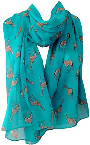 GlamLondon Moderner Damen-Schal mit Giraffen-Aufdruck, modernes Design Gr. 42, Türkis Grün von GlamLondon