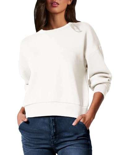 Glamaker Damen Basic Cropped Pullover Sweatshirt Solid Air Essentials Rundhalsausschnitt Langarmshirts Casual Loose Fit Outfits, 1-weiß, M von Glamaker