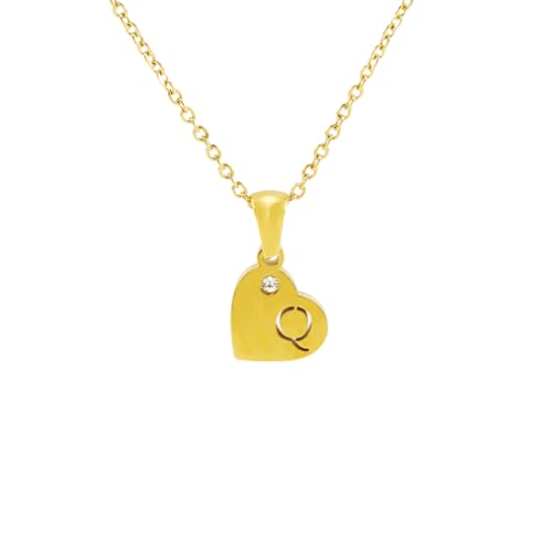 GlameVibe Goldene Initialen-Halskette für Damen, Herz-Anhänger, zierliche Halskette, Buchstabe A-Z, Statement mit Strass, Edelstahl-Halsketten, Geburtstagsgeschenke, Schmuck, Large, Edelstahl, Kein GlameVibe Goldene Initialen-Halskette für Damen, Herz-Anhänger, zierliche Halskette, Buchstabe A-Z, Statement mit Strass, Edelstahl-Halsketten, Geburtstagsgeschenke, Schmuck, Large, Edelstahl, Kein von GlameVibe
