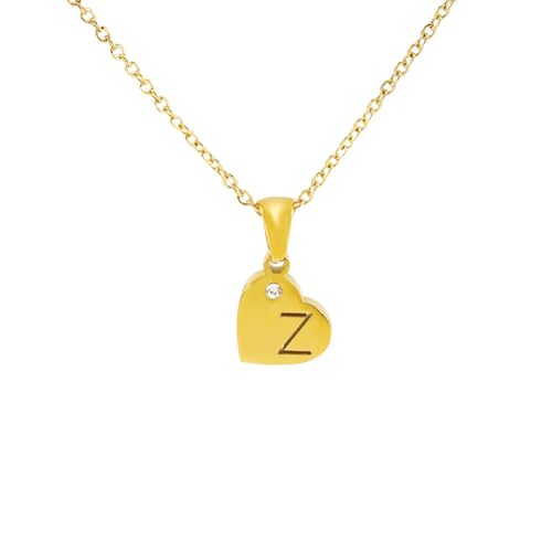 GlameVibe Goldene Initialen-Halskette für Damen, Herz-Anhänger, zierliche Halskette, Buchstabe A-Z, Statement mit Strass, Edelstahl-Halsketten, Geburtstagsgeschenke, Schmuck, Large, Edelstahl, Kein GlameVibe Goldene Initialen-Halskette für Damen, Herz-Anhänger, zierliche Halskette, Buchstabe A-Z, Statement mit Strass, Edelstahl-Halsketten, Geburtstagsgeschenke, Schmuck, Large, Edelstahl, Kein von GlameVibe