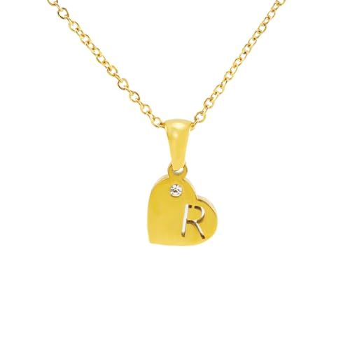 GlameVibe Goldene Initialen-Halskette für Damen, Herz-Anhänger, zierliche Halskette, Buchstabe A-Z, Statement mit Strass, Edelstahl-Halsketten, Geburtstagsgeschenke, Schmuck, Large, Edelstahl, Kein GlameVibe Goldene Initialen-Halskette für Damen, Herz-Anhänger, zierliche Halskette, Buchstabe A-Z, Statement mit Strass, Edelstahl-Halsketten, Geburtstagsgeschenke, Schmuck, Large, Edelstahl, Kein von GlameVibe
