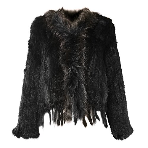 Glamexx24 Damen Echtfell Felljacke Mantel Kaninchen Hasenfell Winterjacke Warm Wintermantel von Glamexx24