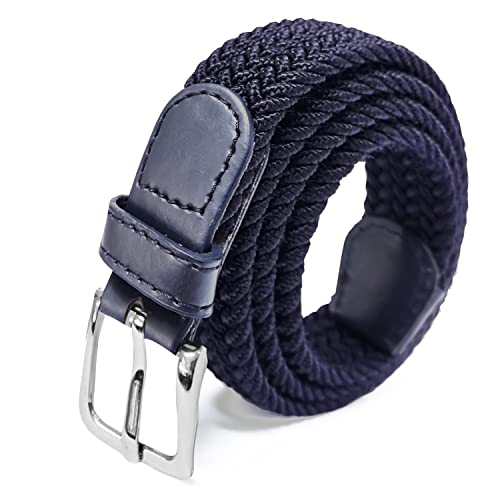 Glamexx24 Damen Elastischer Stoffgürtel Geflochtener 25mm Stretchgürtel Dehnbarer Gürtel Frau, Dunkel Blau, 80 (95cm) von Glamexx24