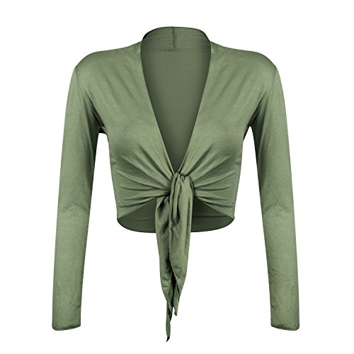 Glamexx24 Damen Elegante Bolero Jäckchen Langarm Achselzucken Strickjacke, MilitaerGruen, Gr.- S/M von Glamexx24