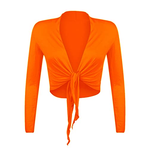 Glamexx24 Damen Elegante Bolero Jäckchen Langarm Achselzucken Strickjacke BL0001, Neon Orange, XL von Glamexx24