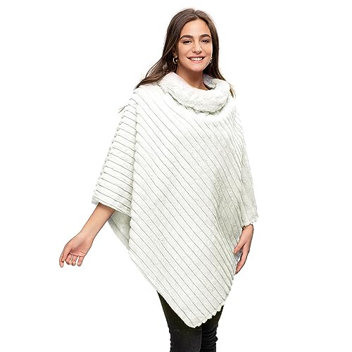 Glamexx24 Damen Poncho Eleganter Cape Winterfell-Poncho mit Rundhalsausschnitt, dicker Umhang aus warmem Strickfell von Glamexx24