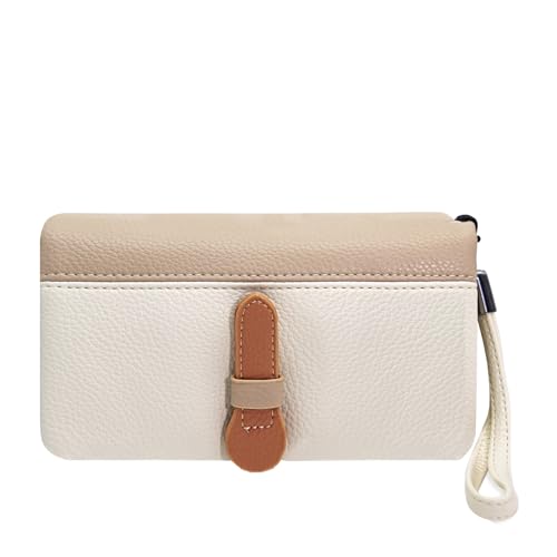 Glamexx24 Damen Geldbörse Spleißfarbe, Kunstleder Portemonnaie Frauen Münzfach mit Zipper Brieftasche, Kreditkartenetui Geldbeutel mit Mehreren Fächern, Beige-Hellbeige von Glamexx24