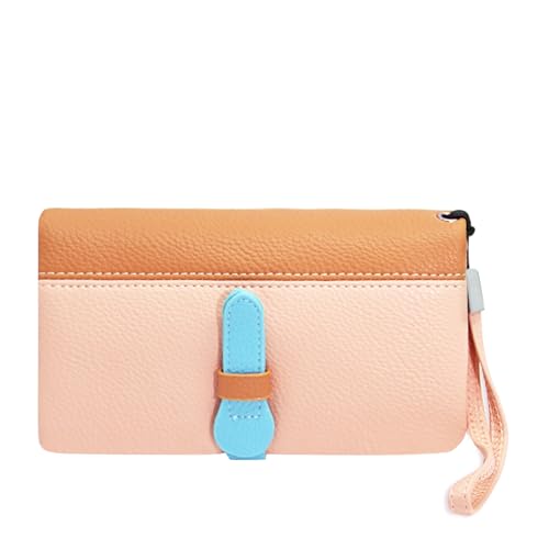 Glamexx24 Damen Geldbörse Spleißfarbe, Kunstleder Portemonnaie Frauen Münzfach mit Zipper Brieftasche, Kreditkartenetui Geldbeutel mit Mehreren Fächern, Hellpink-Braun von Glamexx24