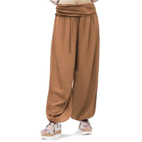Glamexx24 Damen Haremshose leichte Pumphose Aladin-Hose Sarouelhose Yogapant Pluderhose Freizeithose Sommerhose von Glamexx24