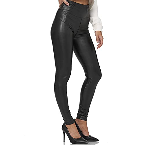 Glamexx24 Damen Kunstleder High Waist Leggings Skinny Hose Leder-Optik Treggings von Glamexx24