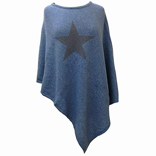 Glamexx24 Damen Poncho Elegante Strick Pullover Strick Jacke mit Stern Muster von Glamexx24