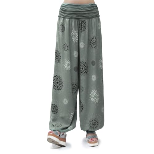 Glamexx24 Damen XXL Leichte Pumphose Haremshose Freizeithose Sommerhose Hose mit vielen Muster 13090, Khakigrün, M/L von Glamexx24