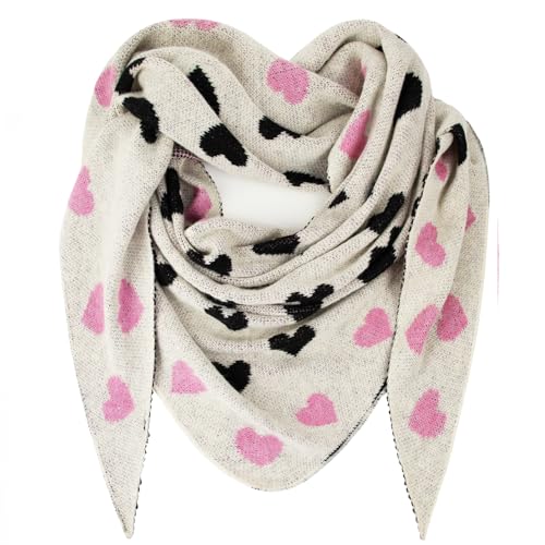 Glamexx24 Damen Schal Dreiecksform Winterschal: Liebe Muster Halstuch Trend XXL Schal Sehr Weicher Schal von Glamexx24