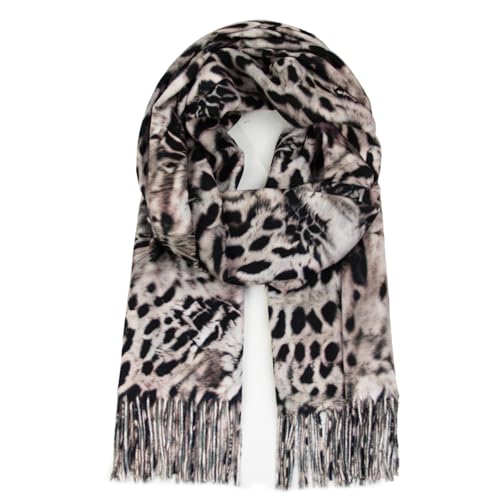 Glamexx24 Damen Winter Warmer Langer Schal - Kuscheliger Leoparden Muster Fransen Poncho Oversized Deckenschal von Glamexx24
