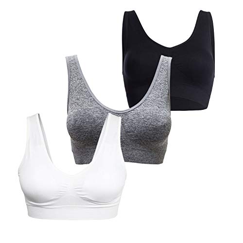 Glamexx24 Damen Seamless Strech Ohne Buegel Push up Yoga Sports BH Bra Top 3-er Set Fitnesstraining von Glamexx24