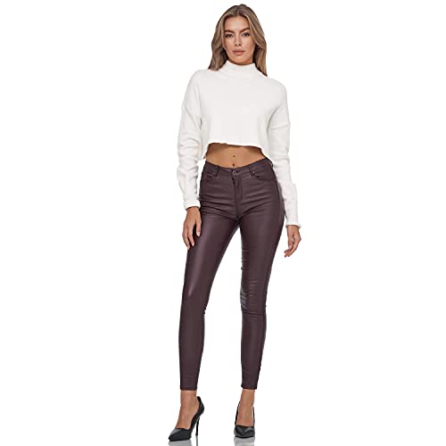 Glamexx24 Damen Skinny Fit-Hose mit Ledereffekt High-Waist Strecht Leggings Röhrenjeans von Glamexx24