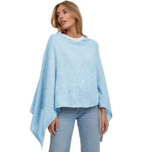 Glamexx24 Damen Strick Poncho Unifarbe Cape Feinstrick Pullover Umhängetuch Eleganz Stil und Komfort für Frühling und Herbst Made in Italy von Glamexx24