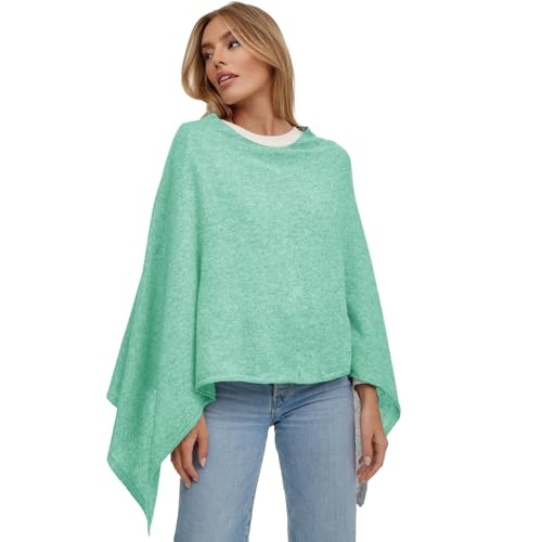 Glamexx24 Damen Strick Poncho Unifarbe Cape Feinstrick Pullover Umhängetuch Eleganz Stil und Komfort für Frühling und Herbst Made in Italy von Glamexx24