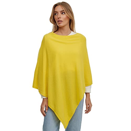 Glamexx24 Damen Strick Poncho Unifarbe Cape Feinstrick XXL Pullover Made in Italy, Gelb, L von Glamexx24