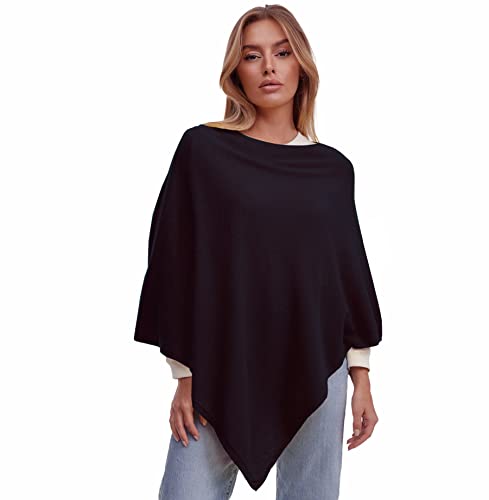 Glamexx24 Damen Strick Poncho Unifarbe Cape Feinstrick XXL Pullover Umhängetuch Eleganz Stil und Komfort für Frühling und Herbst Made in Italy von Glamexx24