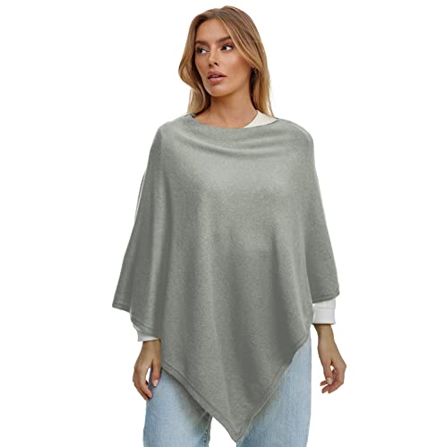 Glamexx24 Damen Strick Poncho Unifarbe Cape Feinstrick XXL Pullover Umhängetuch Eleganz Stil und Komfort für Frühling und Herbst Made in Italy von Glamexx24