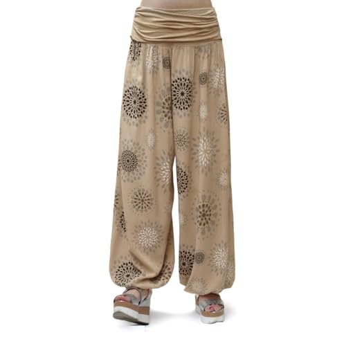 Glamexx24 Damen XXL Leichte Pumphose Haremshose Freizeithose Sommerhose Hose mit vielen Muster 13090, Camel, XL/XXXL von Glamexx24