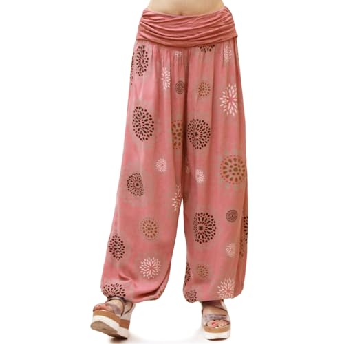 Glamexx24 Damen XXL Leichte Pumphose Haremshose Freizeithose Sommerhose Hose mit vielen Muster 13090, Flamingo, M/L von Glamexx24