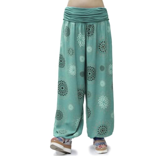 Glamexx24 Damen XXL Leichte Pumphose Haremshose Freizeithose Sommerhose Hose mit vielen Muster 13090, Seegrün, M/L von Glamexx24