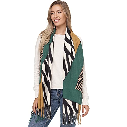 Glamexx24 Damen XXL Schal Kuscheliger warmer Leoparden Muster 3 farbiger Fransen Poncho Schal Oversized Deckenschal von Glamexx24