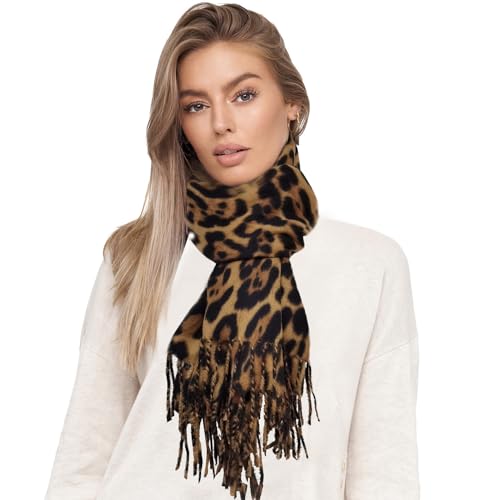 Glamexx24 Damen XXL Schal Kuscheliger warmer Leoparden Muster 3 farbiger Fransen Poncho Schal Oversized Deckenschal von Glamexx24