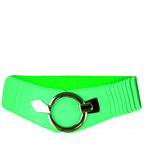 Glamexx24 Elastischer Damen Taillengürtel gürtel 6cm breiter Hüftgürtel Stretch Gürtel mit silberner Ring von Glamexx24
