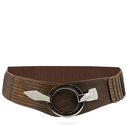 Glamexx24 Elastischer Damen Taillengürtel gürtel 6cm breiter Hüftgürtel mit silberner Ring, Kombiniert mit Kleidern und Oberteilen von Glamexx24