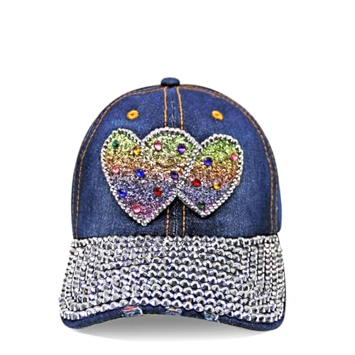 Glamexx24 Jeans Baseball Cap Damen Verstellbare Basecap mit Strasssteinen Atmungsaktive Baumwolle Baseballkappe für Outdoor Running Tennis Golf von Glamexx24