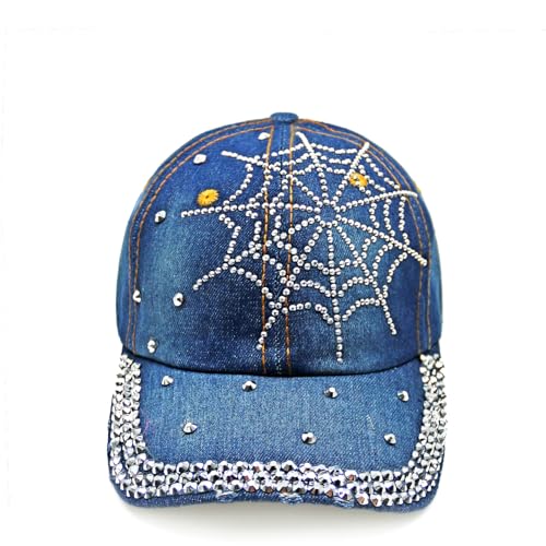 Glamexx24 Jeans Baseball Cap Damen Verstellbare Basecap mit Strasssteinen Atmungsaktive Baumwolle Baseballkappe für Outdoor Running Tennis Golf von Glamexx24