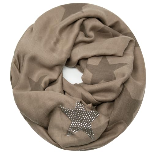 Glamexx24 Loop Schal mit Sternenmuster - Damen Leichter Langschal, Schlauchschal, Loopschal Tuch in vielen Farben SC20170401, Kamell Glamexx24 Loop Schal mit Sternenmuster - Damen Leichter Langschal, Schlauchschal, Loopschal Tuch in vielen Farben SC20170401, Kamell von Glamexx24
