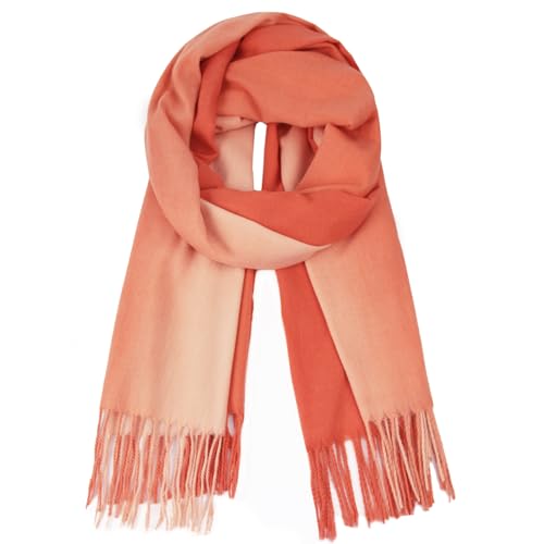 Glamexx24 Schal Damen Winterschal Gefühl Langer Schal mit Fransen Baumwolle Warm Herbst Winter Farbverlauf Deckenschal und Tücher 165x 70 cm von Glamexx24