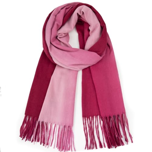 Glamexx24 Schal Damen Winterschal Gefühl Langer Schal mit Fransen Baumwolle Warm Herbst Winter Farbverlauf Deckenschal und Tücher 165x 70 cm von Glamexx24