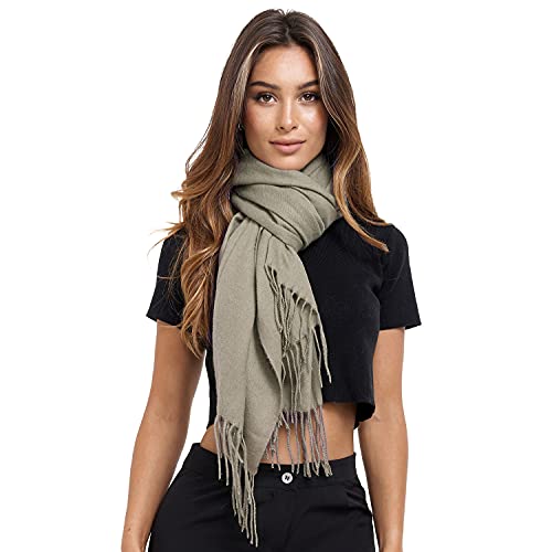 Glamexx24 Schal Damen Winterschal Gefühl Langer Schal mit Fransen Baumwolle Warm Herbst Winter Unifarben Deckenschal und Tücher 200 x 74 cm von Glamexx24